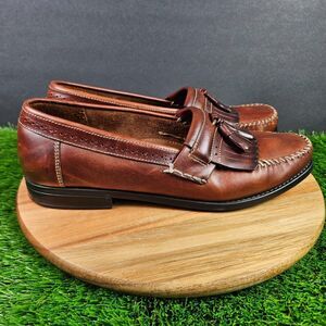 GH Bass Weejuns Michael Shoes Mens 12 D Brown Leather Kiltie Tasseled Loafer